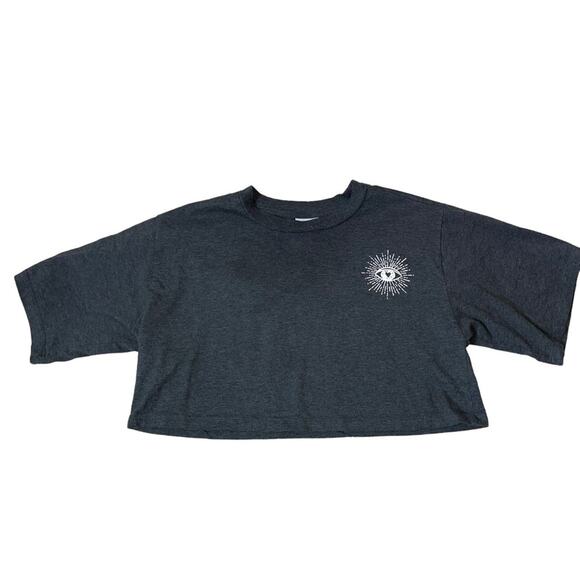 Abound band deep gray factory cropped third eye graphic T-shirt SZ M - Picture 1 of 6
